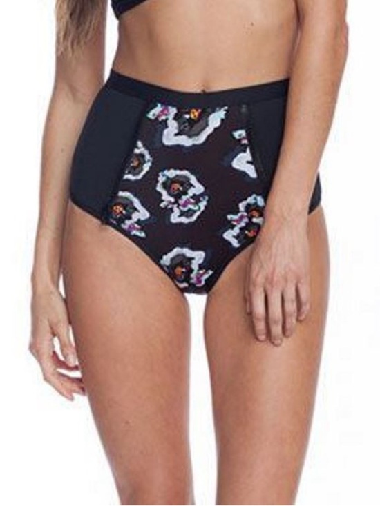 Tavik Other - TAVIK High-Waist Black Floral Panel Swim Surf Bottoms Size Large